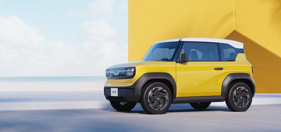 VinFast VF 3 màu vàng Yellow Summer + nóc trắng